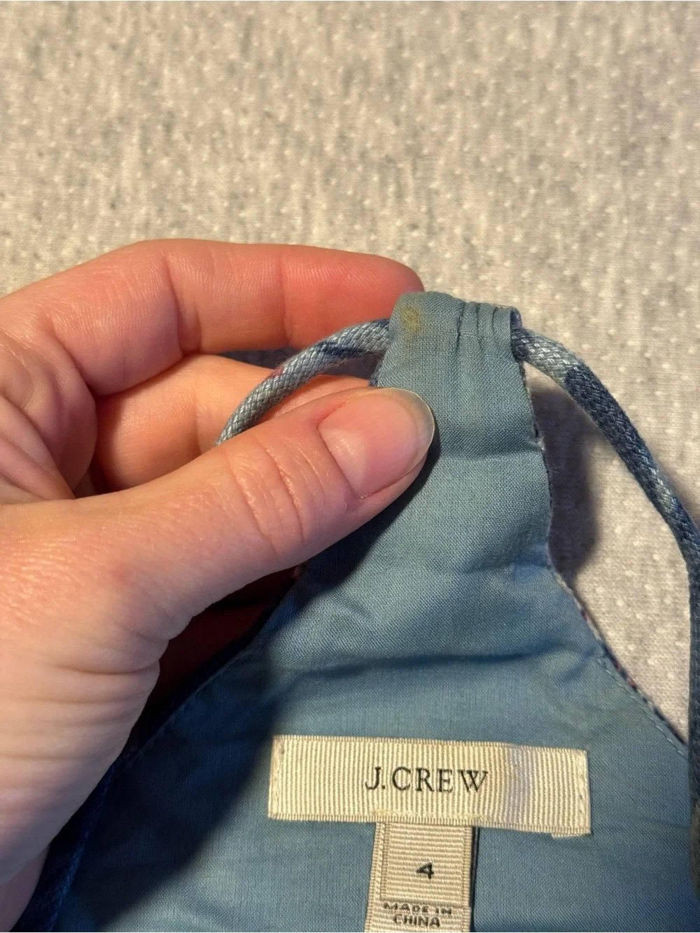 SALE J Crew Carrie Dress linen cotton blend blue Hawaiian print Size 4